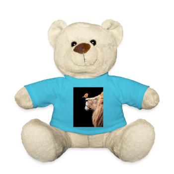 Löwe mit Vogel auf der Nase - Teddy - Atollblau - Vorne