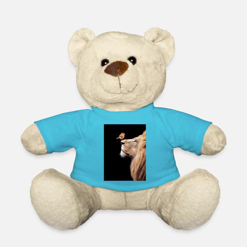Lion avec un oiseau sur le nez - Nounours - bleu outremer