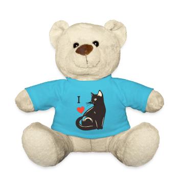 I love Cats Pic Logo - Teddy Bear - atoll blue - Front