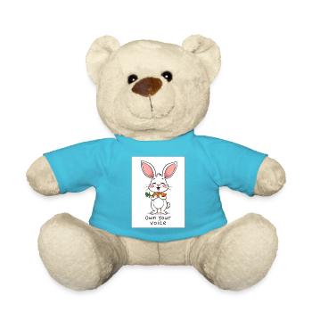 Own Your Voice: Carrot Loving Rabbit Design - Teddy Bear - atoll blue - Front