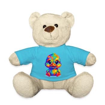 WPAP polygone style Kawaii animaux bébé canard poussin - Nounours - bleu outremer - Devant