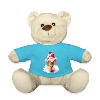 Aquarell Eiscreme Tropfen Kunst Cone - Teddy - Atollblau - Vorne