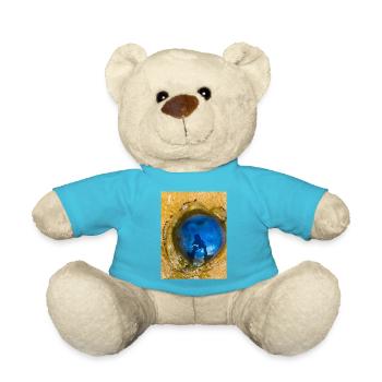 Blue jellyfish with Reflection on Sand "Me and my Yelly - Teddy Bear - atoll blue - Front