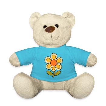 70s flower pattern retro flowerpower - Teddy Bear - atoll blue - Front