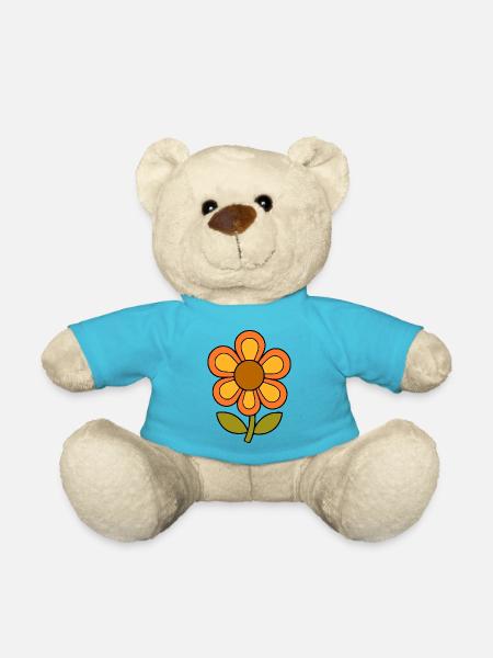 70er Jahre Blume Muster Retro flowerpower - Teddy - Atollblau