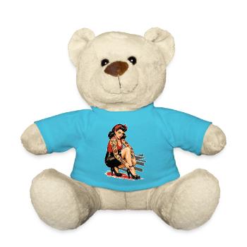 Tattoo Pin-Up: Retro Werbeprint & High Heels - Teddy - Atollblau - Vorne