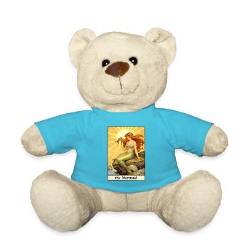 Vintage Mermaid Tarot Card - Teddy Bear - atoll blue - Front