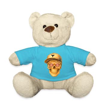 Bronzefarbenes Totenkopf-T-Shirt-Design. - Teddy - Atollblau - Vorne