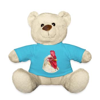 der Schönste Hahn Prachtexemplar Hahn im Korb - Teddy - Atollblau - Vorne