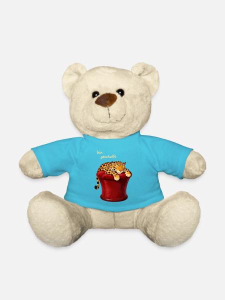 Schlafender Leopard im roten Zylinder - Teddy - Atollblau
