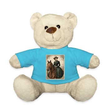Frau im grünen Kleid im Schritt - Teddy - Atollblau - Vorne