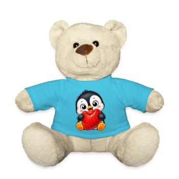 Süßer Pinguin mit Erdbeeren Cartoon Sommer - Teddy - Atollblau - Vorne