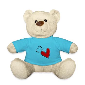 Butterfly heart heart with butterfly - Teddy Bear - atoll blue - Front