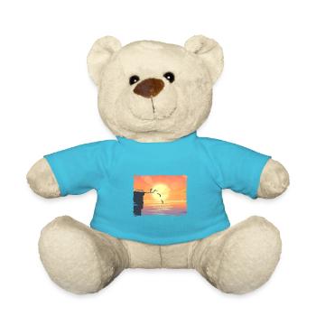 Retro Graphic Cliff Diver Cliff Diving Tombstoning - Teddy Bear - atoll blue - Front