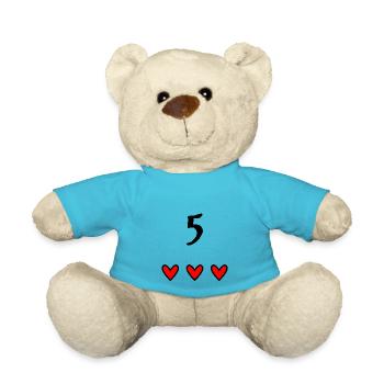 5 YEARS. 5th ANNIVERSARY. BIRTHDAY 5 YEARS. BIRTHDAY - Teddy Bear - atoll blue - Front