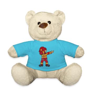 Retro Vintage Grunge Dabbing Dab Feuerwehrmann - Teddy - Atollblau - Vorne
