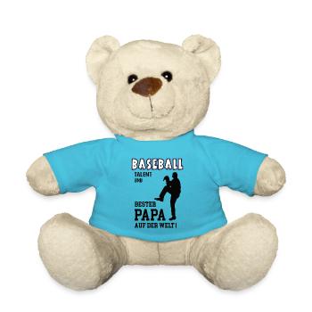 Baseball Spieler Baseballer Papa Vater Mann Spiel - Teddy - Atollblau - Vorne