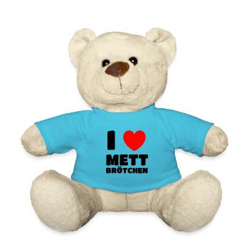 Ich liebe Mett Mettigel Hackfleisch Geschenk - Teddy - Atollblau - Vorne