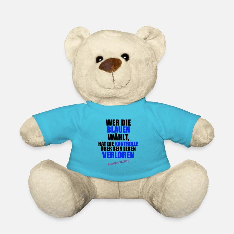 AfD stoppen gegen rechts Demokratie verteidigen - Teddy - Atollblau