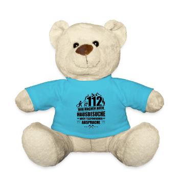 Feuerwehr 112 Wir machen Hausbesuche Feuerwehrmann - Teddy - Atollblau - Vorne