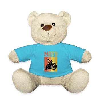 Retro Graphic Motorcycle Rider Motorcyclist Biker - Teddy - Atollblau - Vorne