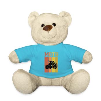 Retro Graphic Motorcycle Rider Motorcyclist Biker - Teddy - Atollblau - Vorne