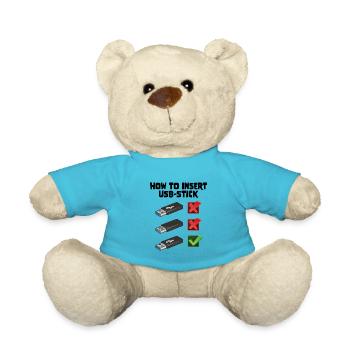 How To Insert USB Stick Funny Programmer Meme - Teddy - Atollblau - Vorne