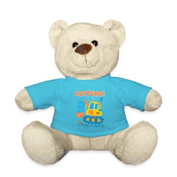 Ich bin 3 Geburtstag des Baggers, Geschenk 3 - Teddy - Atollblau - Vorne
