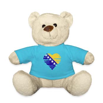 Bosnian flag heart by the Manzanita's - Teddy Bear - atoll blue - Front