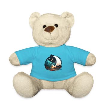 Tente au clair de lune, montagnes, camping - Nounours - bleu outremer - Devant