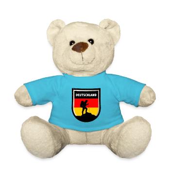 Deutschland Flagge Deutsche Fahne Used Look Heimat - Teddy - Atollblau - Vorne