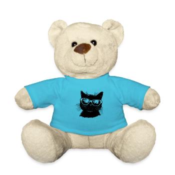 Katze mit Brille - Teddy - Atollblau - Vorne
