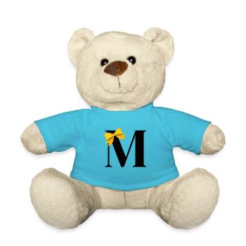 Lettre m nœud jaune - Nounours - bleu outremer - Devant