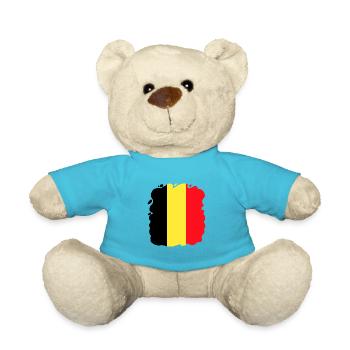 Belgien Flagge Vintage Belgische Fahne Used Look - Teddy - Atollblau - Vorne