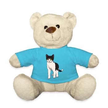 Cat Black and White - Teddy Bear - atoll blue - Front