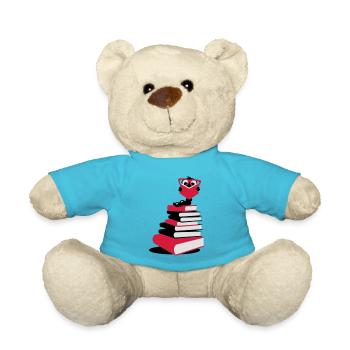 A bookworm reading - Teddy Bear - atoll blue - Front