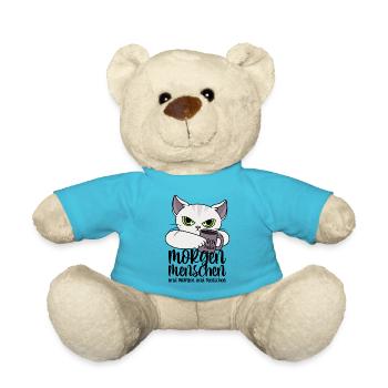Katze Morgenmenschen Morgen Menschen Kaffee Spruch - Teddy - Atollblau - Vorne