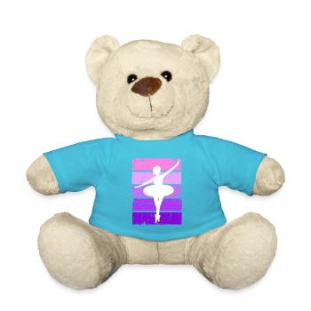 Ballerina Ballet Dancer Pink - Teddy Bear - atoll blue - Front