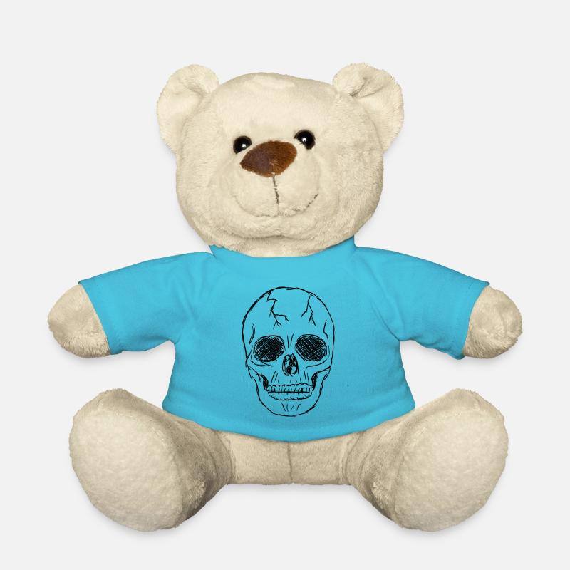 Skull and death with black pen - Teddy Bear - atoll blue