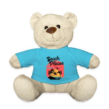 Beach Please - Palmen Sonnenuntergang Shirt - Teddy - Atollblau - Vorne