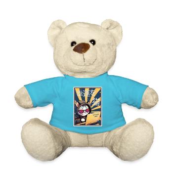 Naughty Neko Cat Hacker Purrfect Good Luck Japan - Teddy Bear - atoll blue - Front