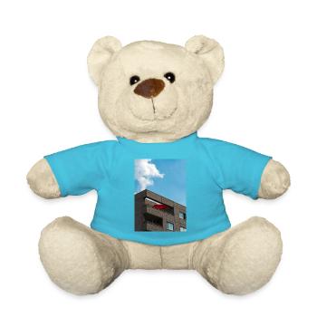 Der rote Sonnenschirm auf dem Balkon der Wohnung bl - Teddy - Atollblau - Vorne