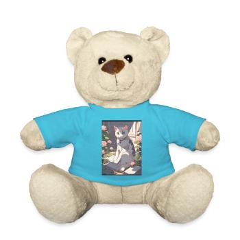 Cute Cat :3 90s Anime Style - Teddy - Atollblau - Vorne
