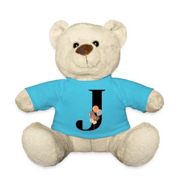 Buchstabe j Geburtstagsballon - Teddy - Atollblau - Vorne