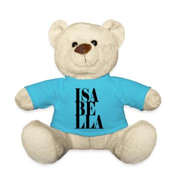 Isabella Name Vorname Moderne Schrift Wort Art - Teddy - Atollblau - Vorne