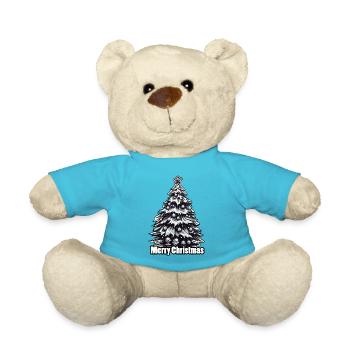 Christmas Tree / Fir / Baubles / Star - Teddy Bear - atoll blue - Front