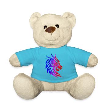 Fantasy Dragon Head Anime Tattoo Mythical Reptile - Teddy Bear - atoll blue - Front