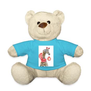 Fröhlicher Giraffe Weihnachtsgruß - Teddy - Atollblau - Vorne