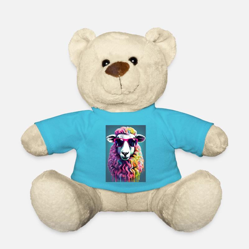 Schaf mit Brille - Teddy - Atollblau