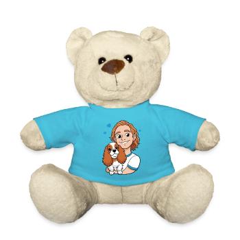 Cavalier King Charles Spaniel Kuscheln mit Mensch - Teddy - Atollblau - Vorne
